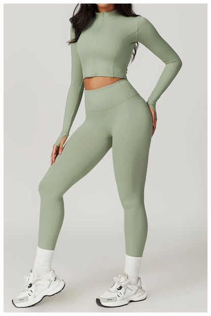 3PCS Yoga Set Gym Clothes 2 PCS Sportswear Women Yoga Suits Fitness Set women's Tracksuits Sports Jacket Long Sleeve Gym Legging