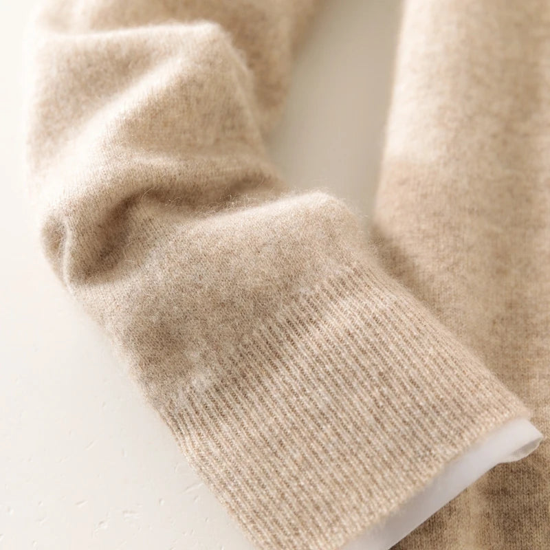 High-end 100% Cashmere Pullover for Men Mock Collar Thick Sweater Autumn Winter Knitted Jumper Warm Clothing Smart Casual Top