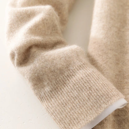 High-end 100% Cashmere Pullover for Men Mock Collar Thick Sweater Autumn Winter Knitted Jumper Warm Clothing Smart Casual Top
