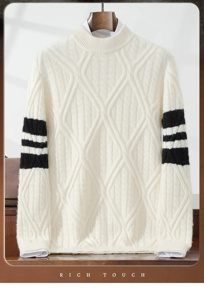 Choice Men Mock Neck Pullover Cashmere Sweater Autumn Winter 100%Pure Cashmere Knitwear Smart Casual Sweater Korean Fashion Tops