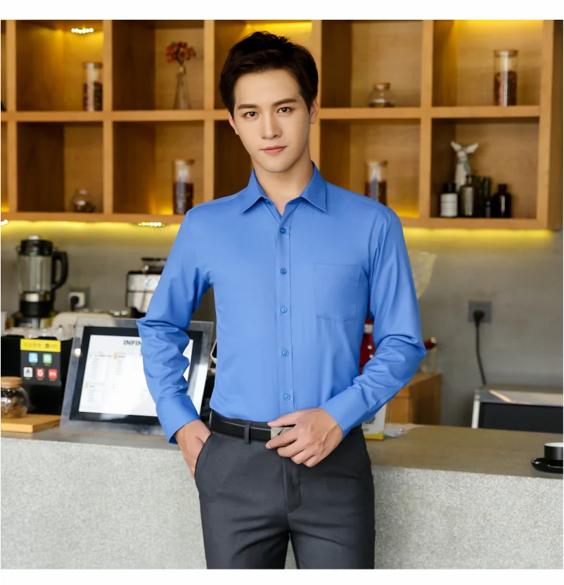 Casual Men's Long Sleeve Business Shirt Custom Logo Excellent Team Personal Professional Shirt Embroidery Printing Brand Design
