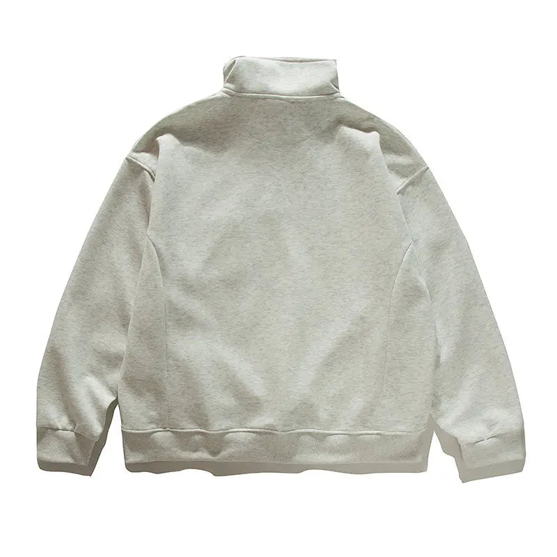2026 New American Retro F Zip Ket Hoodie Men's Loose Fit Casual Versatile Outerwear Autumn New Pure Color Coat Pullover