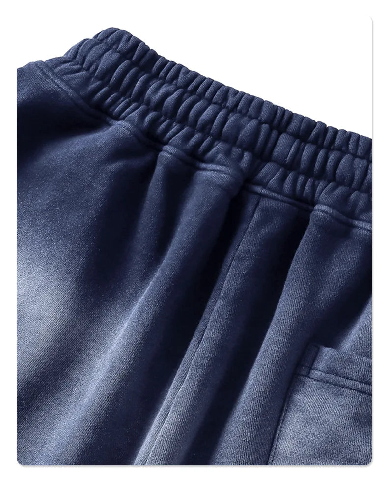 Customized LOGO Men's 2025 New 430G Heavy 100% Cotton Spray Dyeing Old Shorts Street Tide Washing Retro Loose Pants