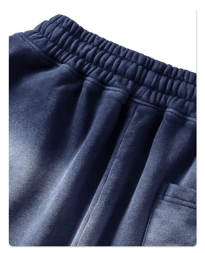 Customized LOGO Men's 2025 New 430G Heavy 100% Cotton Spray Dyeing Old Shorts Street Tide Washing Retro Loose Pants