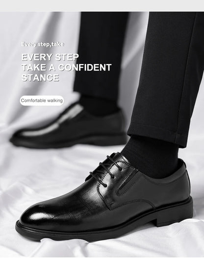 3/6/8 CM Elevator Shoes Men Dress Shoes Black Soft Leather Men Heighten Formal Shoes Casual Business Men Oxfords Suit Shoes