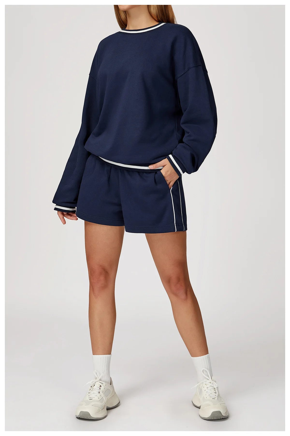 Custom LOGO women's new casual sweater wide-leg trousers comfortable outdoor fashion sports jogging shorts cycling two-piece set