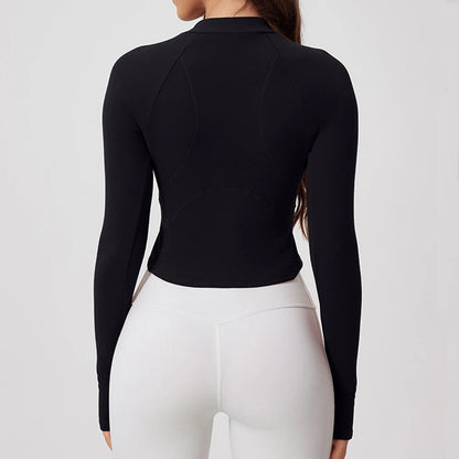 Half Zipper Running Fitness Jacket Outdoor Sports Long Sleeved Women Slim Gym Workout Top Female Yoga Clothes Quick Dry Jacket