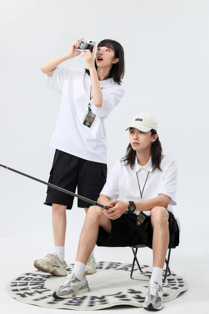 DIY Custom Logo 100% Cotton 240GSM Thick 5XL Big Size Summer New Men's Short Sleeve Oversized T-shirt Cool POLO Shirt Casual