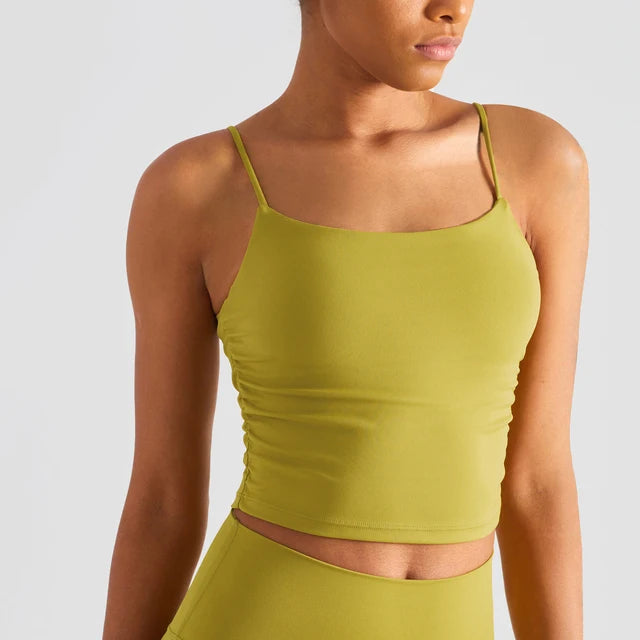 Fashion New Women Sports Tops Side Pleats Sexy Yoga Bras Suspender Nylon Elastic Women Workout Vest Gym Bra Tops Girl Sportswear