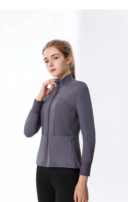 New Autumn SeasonsYoga Wear Women's Running Sportswear Tops Zip Up Sweatshirt Workout Fitness Clothes Cardigan Slim Tight Jacket