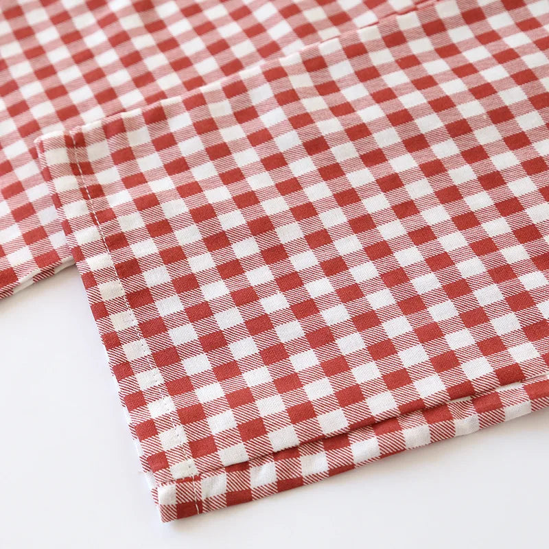 2026 Spring/Summer Couple Pajama Set 100% Cotton Double Layer Gauze Men's and Women's Japanese Plaid Set Long sleeved Home Fury