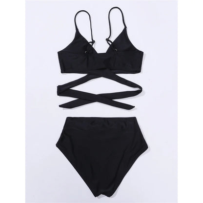 S - XL New 7 Colors V Neck High Waist Bikini Female Swimsuit Women Swimwear Two-pieces Bikini set Bather Bathing Suit Swim V5006
