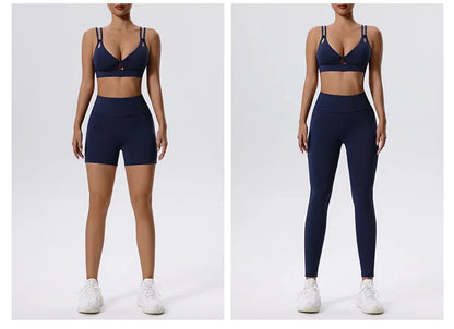 2PCS Yoga Set Sportswear Women Tracksuit Athletic Wear Pilates Fitness Suit Gym Clothes Workout Push Up Sports Bra Leggings Suit