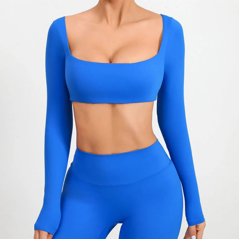 Women Yoga Shirts Crop Top Sexy Long Sleeves Shirts for Women Yoga Sports Fitness Sport Gym Clothes Running Push Up Workout Tops