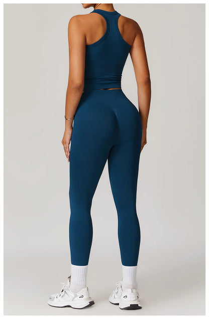 Seamless Athletic Wear Women's Clothes 2 Pieces Yoga Set Workout Sportswear Gym Clothing High Waist Leggings Fitness Sports Suit