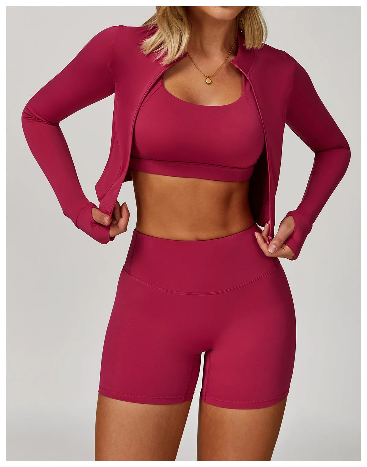 3PCS Yoga Set Gym Clothes 2 PCS Sportswear Women Yoga Suits Fitness Set women's Tracksuits Sports Jacket Long Sleeve Gym Legging