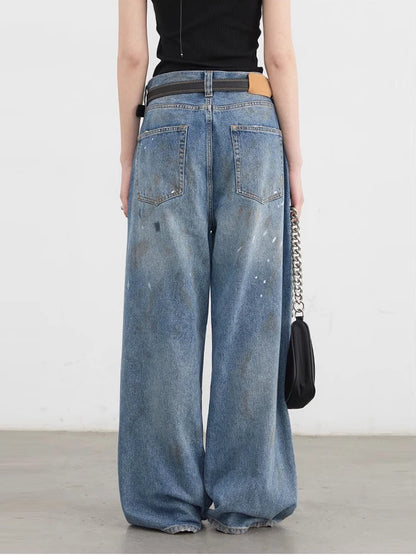 CHIC VEN Women Jeans Loose Casual New Retro High Waisted Straight Leg Wide Leg Denim Pants Female Trousers Summer 2025