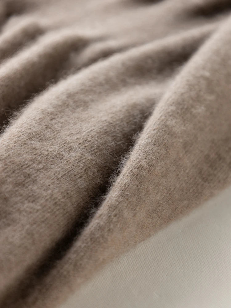 CHICUU Women 100% Cashmere Dresses V-neck Waist Cinching Dresses Autumn Winter Office Lady Grace Luxury Cashmere Knitwear