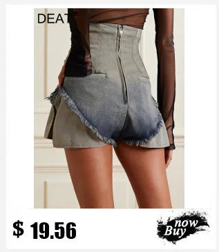DEAT Fashion Folds Design Sense Jeans Women's High Waist Loose Wide Leg Blue Denim Pants Summer New Tide 7AB9503