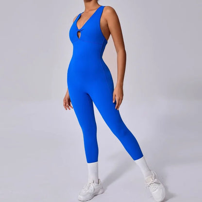 Seamless Yoga Jumpsuits Sports Fitness One-Piece Tight Sleeveless Beauty Back Workout Gym Running Training Bodysuits for Women