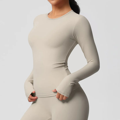 SWELTERING Women Yoga T-shirts Sports Top Long Sleeve Gym Workout Running Shirts Exposed Navel Quick Dry Fitness Gym Sport Wear