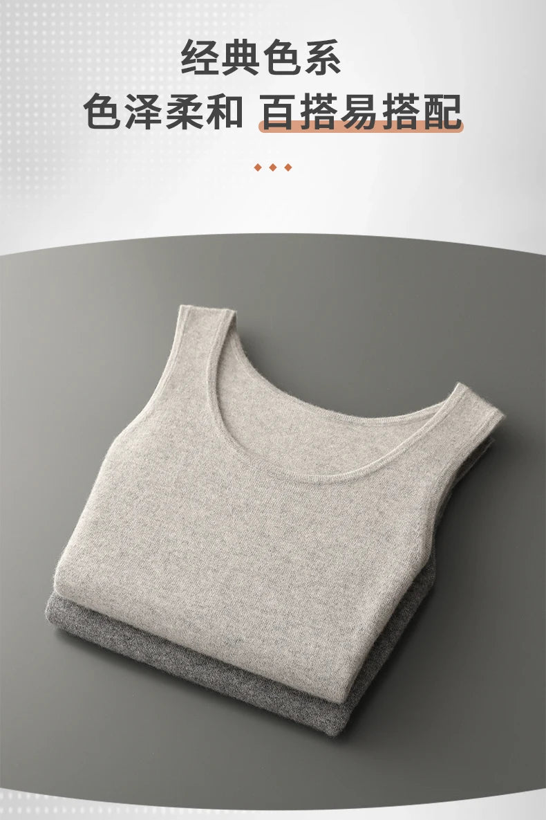 DjzDsm 2025 New H-Shaped Vest Men's Clothing 100% Pure Cashmere Pullover Solid Color Daily Interior Wear Suspender Knit Sweater