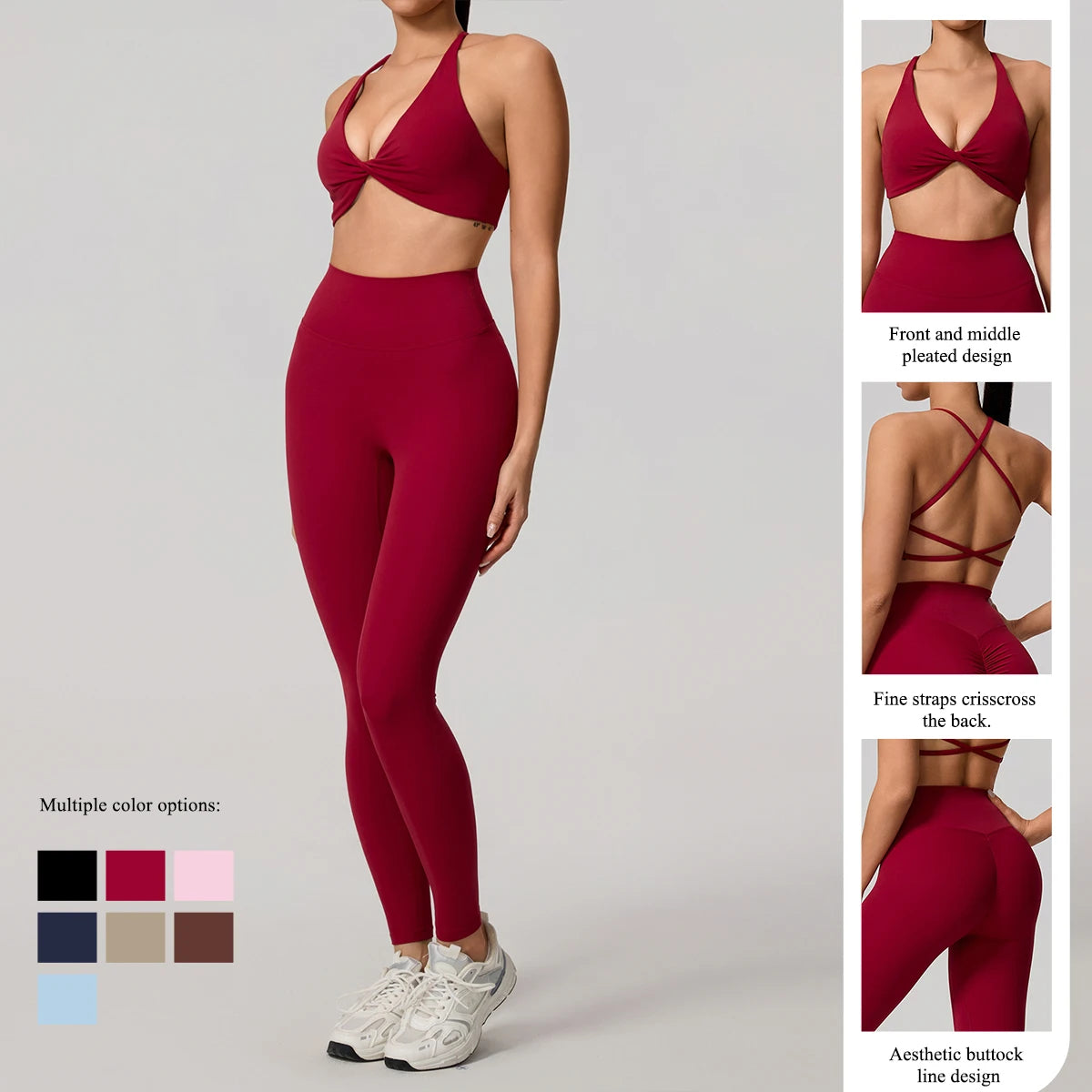 New Summer 2Pcs Women's Quick-Dry Sports Set V-Shaped Bra Female Sleeveless Yoga Outfit Gym Two-Piece Woman Sport Clothes