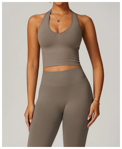 Sexy Seamless Sports Bras Halter Yoga Bra Women Fitness Gym Top Shockproof Running Workout Fast Dry Underwear Female Yoga Vest
