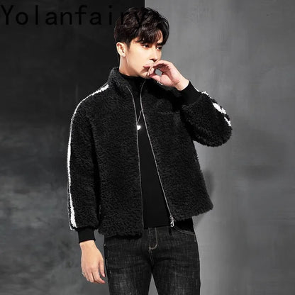 YOLANFAIRY 100% Wool Mens Real Fur Coat Men Luxury Clothing Winter Jacket For Men High Quality Short Jacket куртка мужская 2024