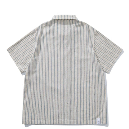 2026 Summer New Japanese Retro Amekaji Cuban Collar Short Sleeved Shirt Men's and Women's Loose Workwear Shirt