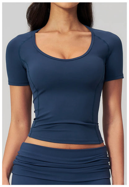 Sexy Women Yoga Shirts Fitness Sports T-Shirts Gym Workout Short Sleeve Top Running Active Wear Femme Sports Top Workout Shirts