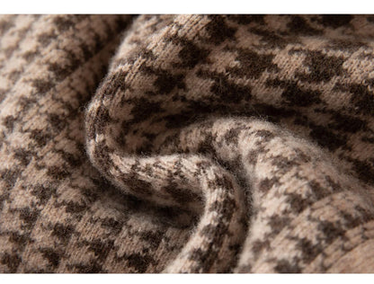 Men's V-Neck Cardigan Business Casual Jacquard Thickened Jacket 100% Merino Wool Knit Coat Autumn Winter Warmth Men's Clothing