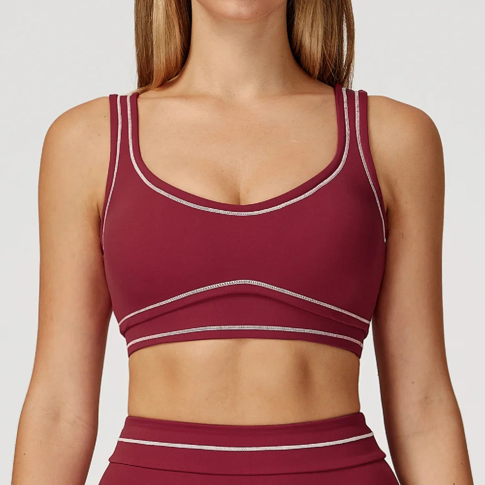 Color Contrast Yoga Bra Women Breathable Gym Fitness Bra Shockproof Sports Underwear Female Workout Bra Push Up Cycling Crop Top