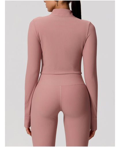 Summer Women Gym Zipper Long Sleeve Jacket Outdoors Workout Yoga Top Female Slim tight Clothes Women Quick-Dry Sportswear