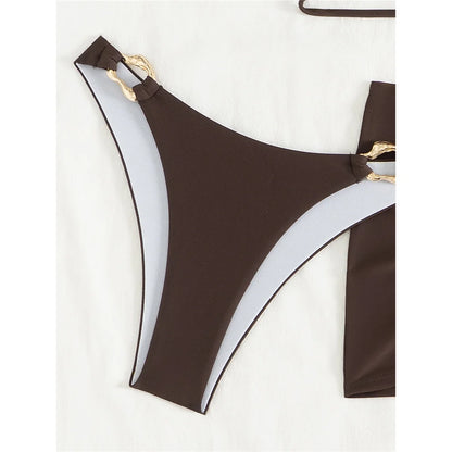 New Bandeau With Skirt Bikini Women Swimwear Female Swimsuit Three-pieces Bikini set High Leg Cut Bather Bathing Suit Swim V6264