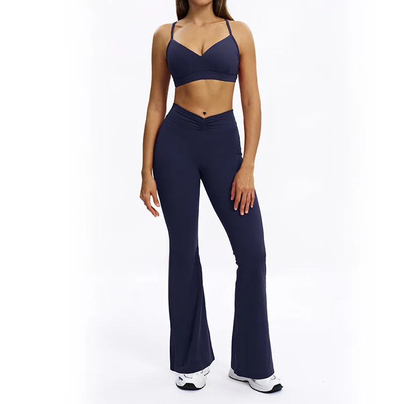 SWELTERING 2PCS Yoga Set Fitness Gym Tracksuit Sportswear Women Workout Outfits High Waist Leggings Sports Bra Athletic Wear