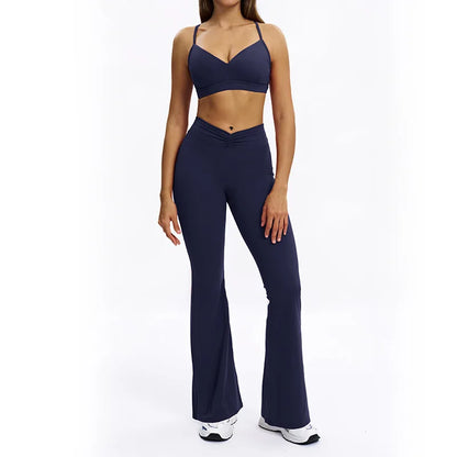 SWELTERING 2PCS Yoga Set Fitness Gym Tracksuit Sportswear Women Workout Outfits High Waist Leggings Sports Bra Athletic Wear