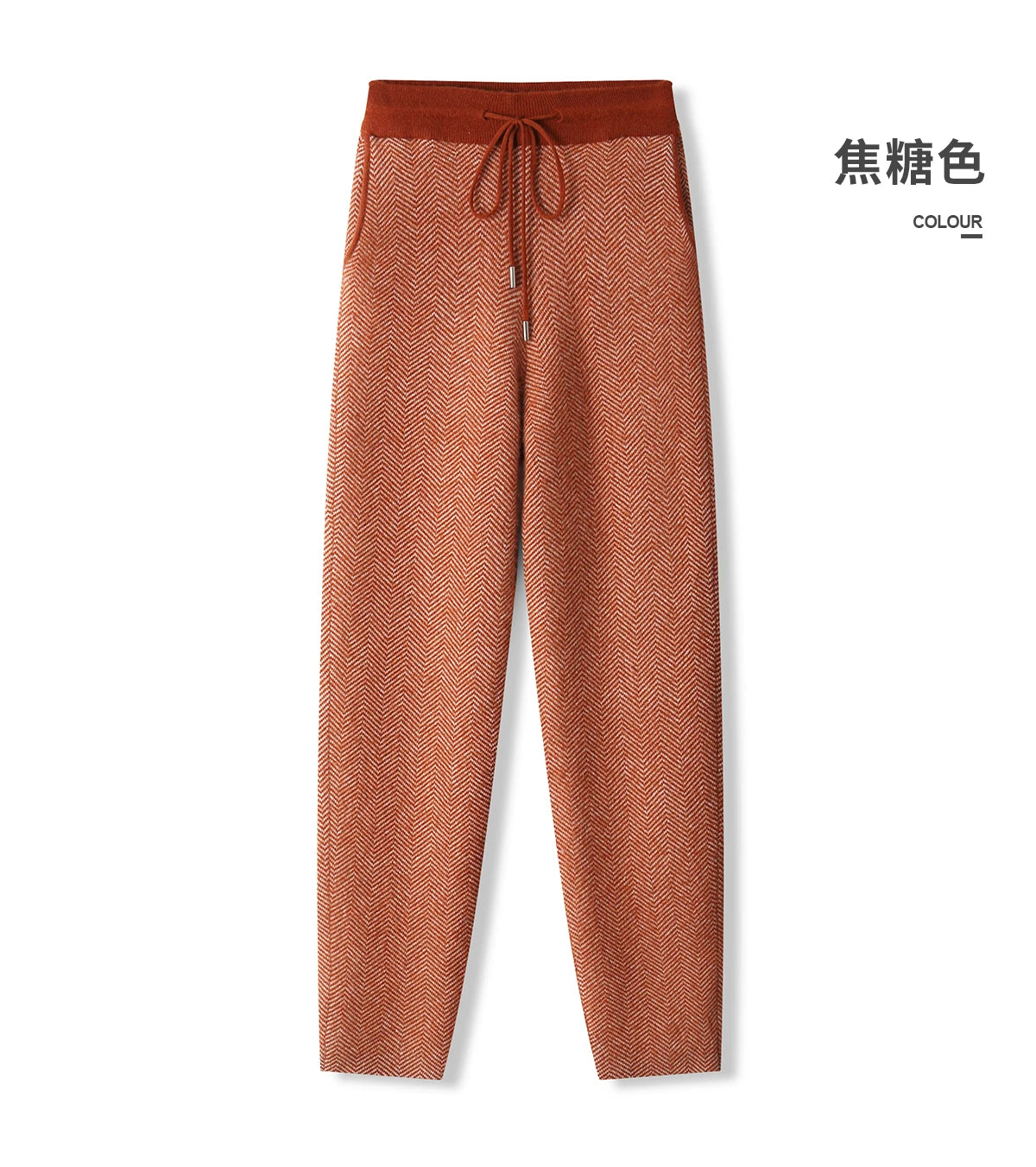 Soft 100% Merino Wool Straight-leg Pants For Men Jacquard Warm Knitted Pants Autumn Winter Thick Bottom Wear
