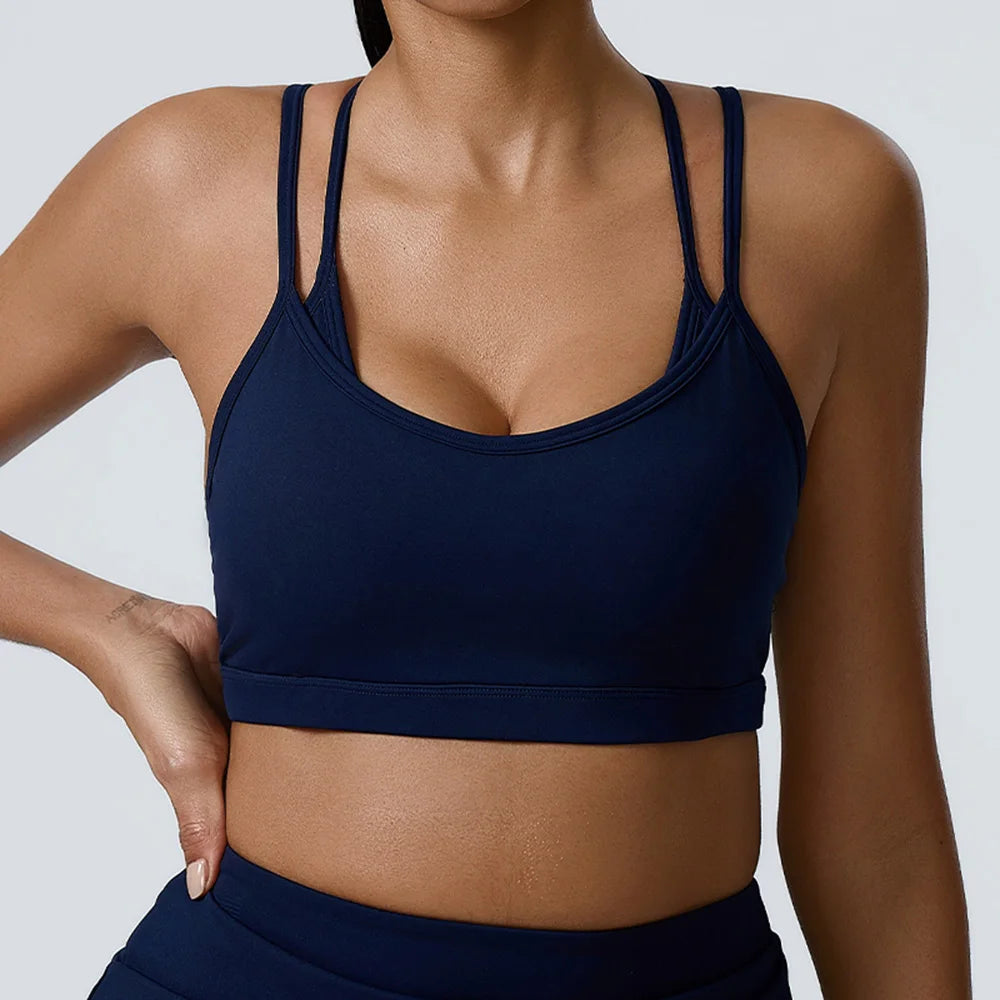 Yoga  Fitness Madam Bras Sexy Back Sports  Breathable Anti Shock Tank Top Fitness Sexy Breathable Underwear For Madam Yoga Gym