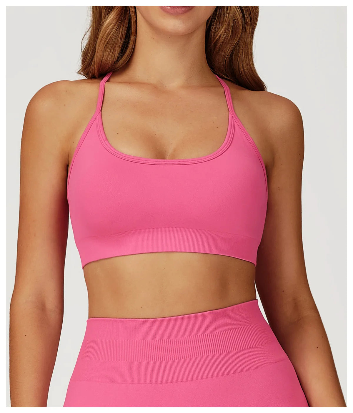 Custom LOGO women's seamless new yoga vest strap cross back sports underwear outdoor running fitness top