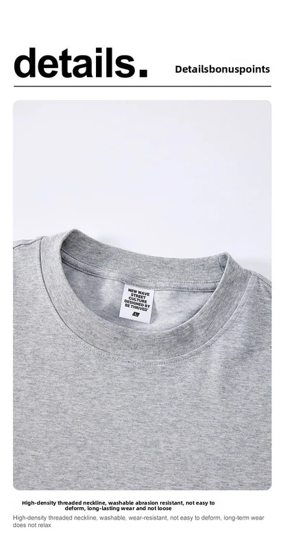 Custom LOGO Men's 240G Cotton Polyester American Cool Short Width Boxyfit Loose Short Sleeve T-Shirt Casual Top