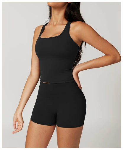 Two Pieces Fitness Yoga Set Women Gym Push Up Running Sportswear Female High Waist Tracksuits Workout Clothers Athletic Wear
