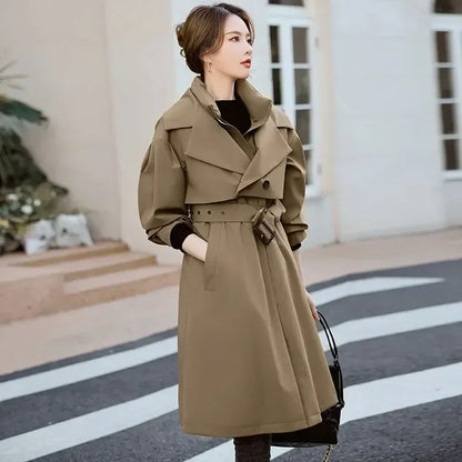 YOLANFAIRY Women's Fur Coat Women Real Fur Rex Rabbit Parkas Female Windbreaker Medium Long Work Clothes Waist Winter Coat FCY39