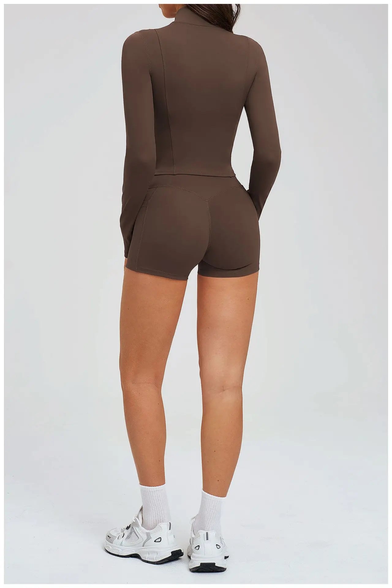2PCS Yoga Suit Women's Tracksuit Gym Clothing Sportswear Female Workout Long Sleeve Sports Suit High Waist Cycling Shorts Set