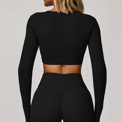 Women Yoga Shirts Crop Top Long Sleeves Sexy Hollow Out Shirts for Women Yoga Sports Fitness Gym Clothes Push Up Workout Tops