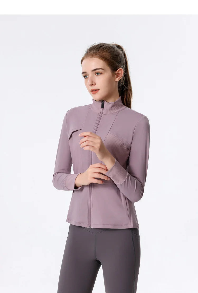 New Autumn SeasonsYoga Wear Women's Running Sportswear Tops Zip Up Sweatshirt Workout Fitness Clothes Cardigan Slim Tight Jacket