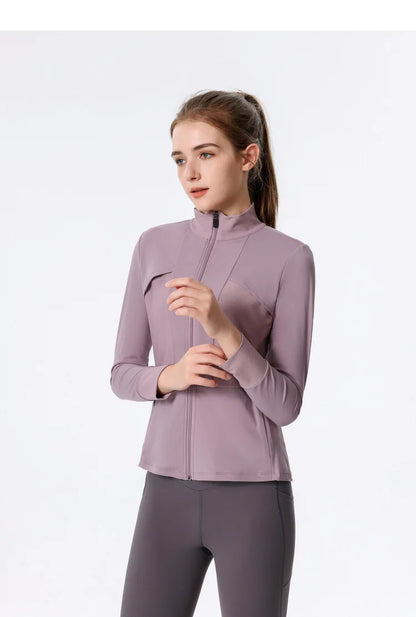 New Autumn SeasonsYoga Wear Women's Running Sportswear Tops Zip Up Sweatshirt Workout Fitness Clothes Cardigan Slim Tight Jacket