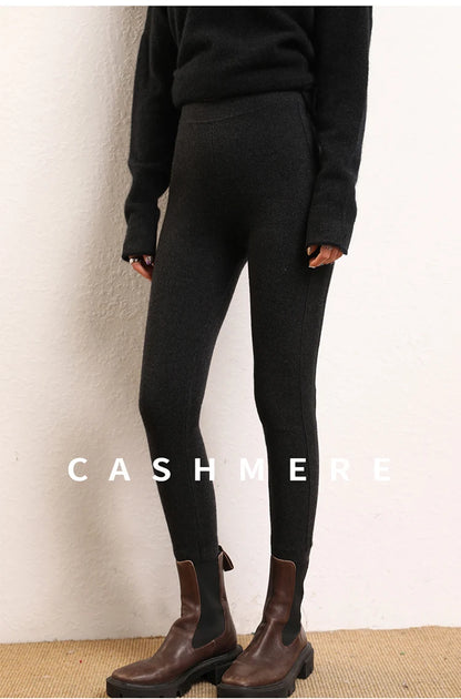 High Quality Women 100% Cashmere Legging Basic Soft elastic Pants Autumn Winter Cashmere Knitted Legging Trousers Warm Comfy