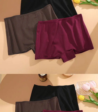 4PCS/Set Women Cotton Panties Sexy Low Rise Boyshorts Seamless Sports Boxers Female Comfortable Underwear Solid Color Lingerie