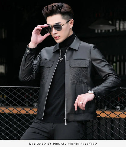 YOLANFAIRY Top Quality Real Sheepskin Genuine Leather Jacket Man Clothing Short Casual Leather Coat Soft Leather Jackets abrigos